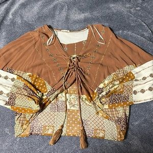 Miss me patch work lace up top. Size large